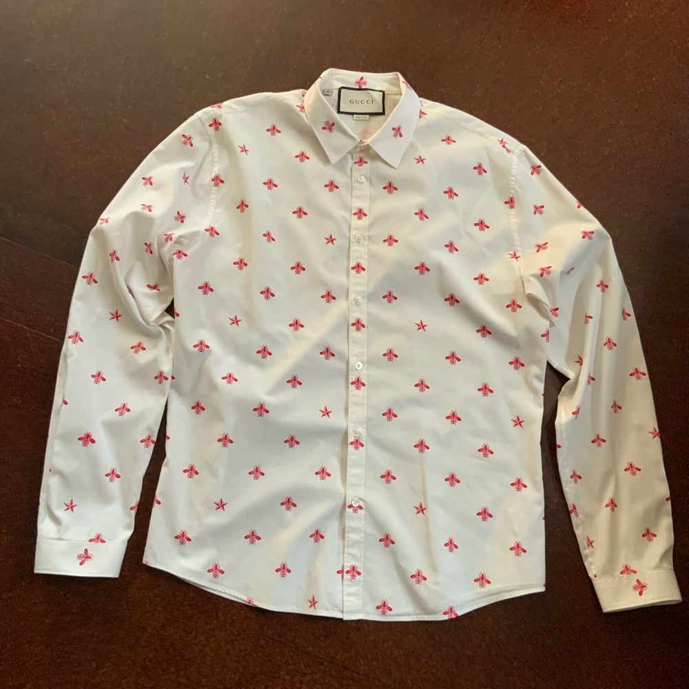 Gucci Bee print button up shirt